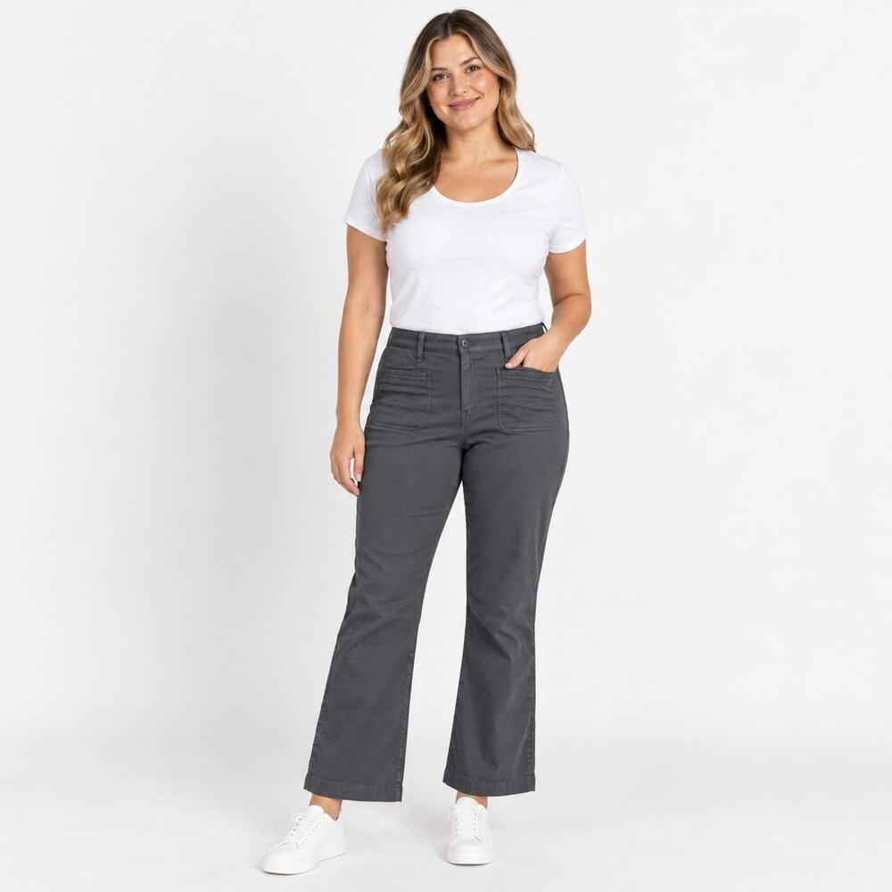 NWT Madewell Kick Out Crop Pants In Garment-Dyed Dark Pavement Charcoal Size 33